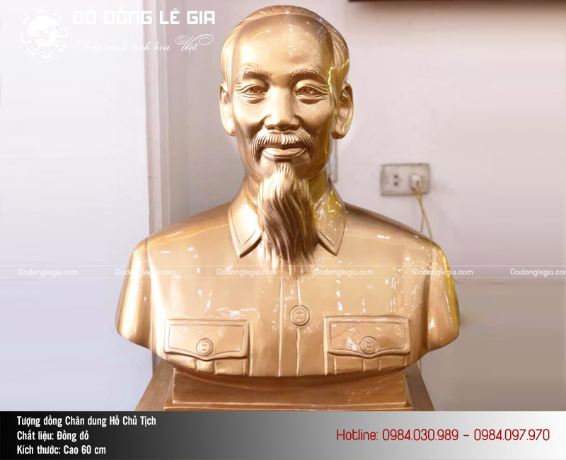 Tượng Bác Hồ bán thân bằng đồng cao 60cm