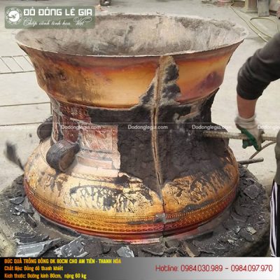 Đúc Quả Trống Đồng ĐK 80cm Cho Địa Đạo Quốc Gia Am Tiên- Thanh Hóa