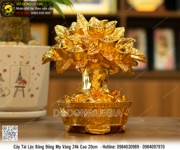 Cây Tài Lộc mạ vàng 24k cao 20cm