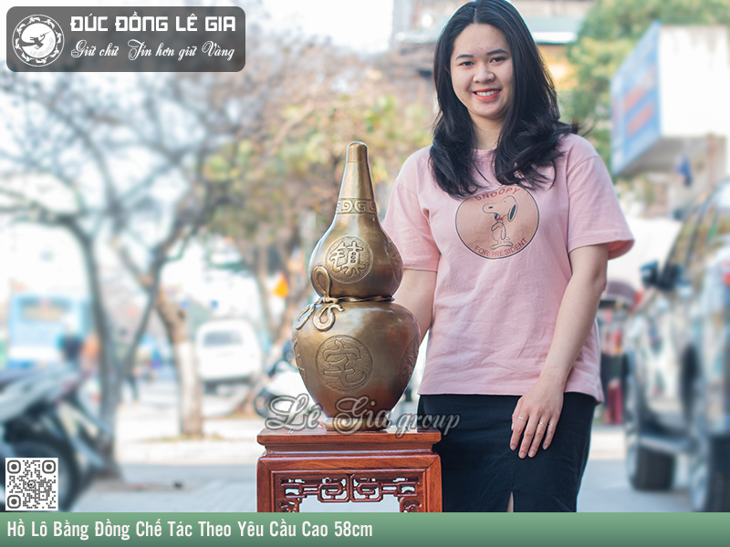 Hồ Lô Bằng Đồng Chế Tác Theo Yêu Cầu Cao 58cm