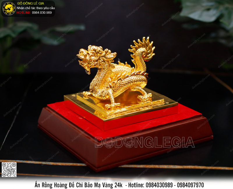 Ấn rồng Hoàng Đế  Chi Bảo mạ vàng 24k