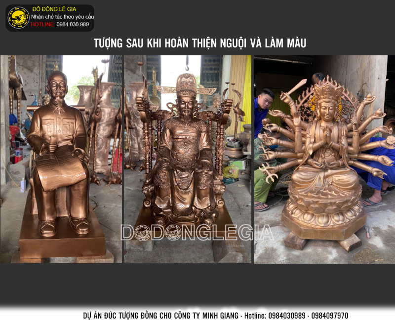 Chế tác và lắp đặt Tượng đồng trong đền thờ tại Mê Linh