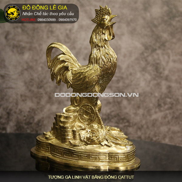 Tượng gà bằng đồng cattut