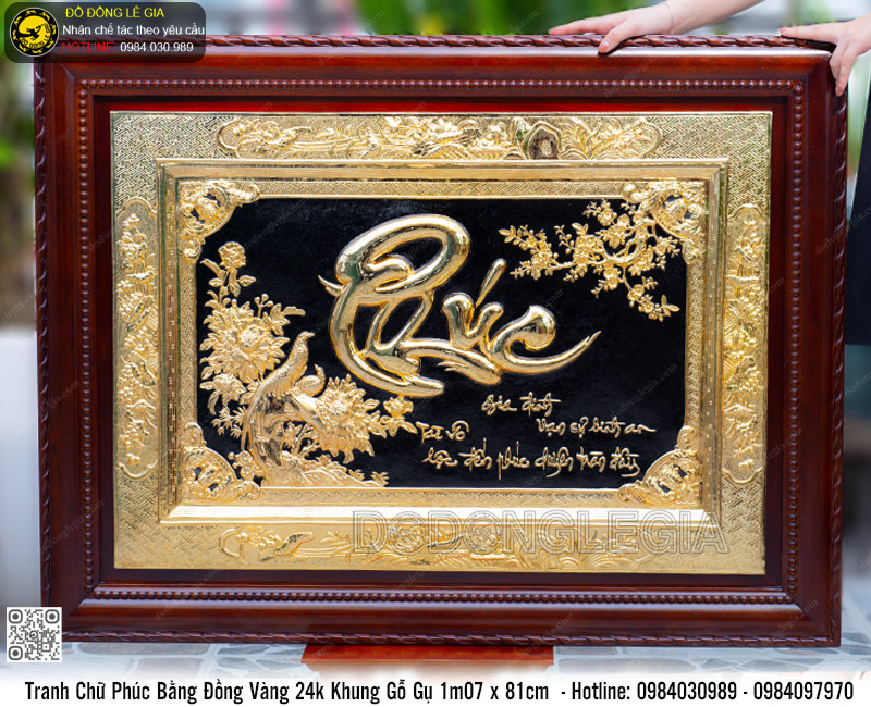 Ảnh Tranh Chữ Phúc Bằng Đồng Mạ Vàng 24k 