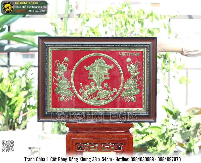 Tranh đồng Chùa Một Cột kt 39x54cm