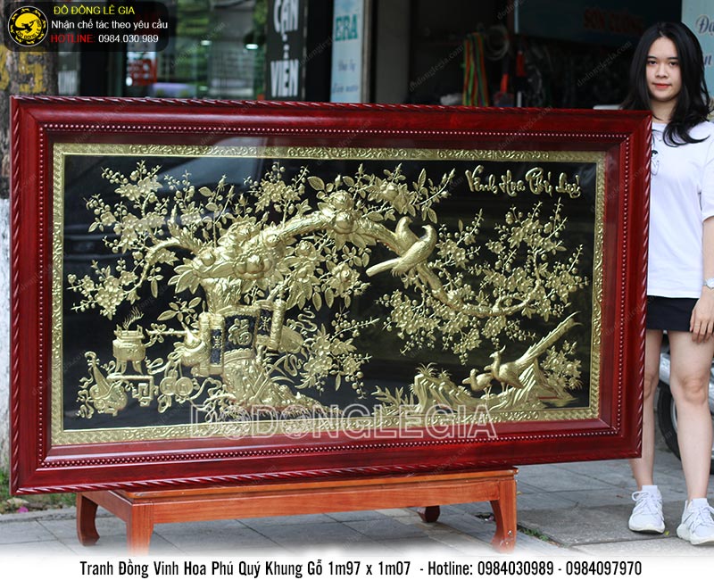 Tranh đồng Vinh Hoa Phú Quý 197x107cm