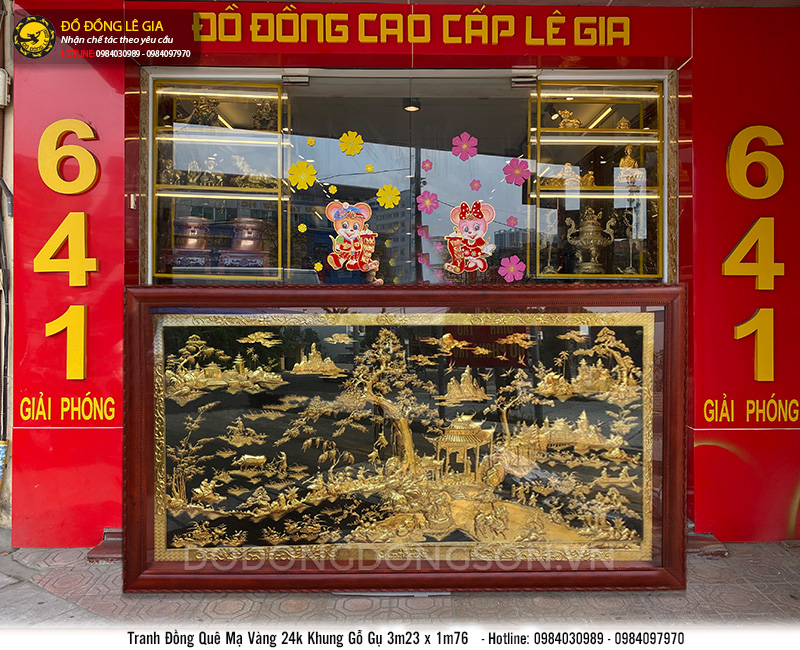 Tranh Phong cảnh đồng quê mạ vàng 24k khổ lớn