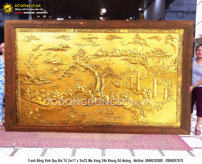 Tranh vinh quy bái tổ phủ vàng 24k