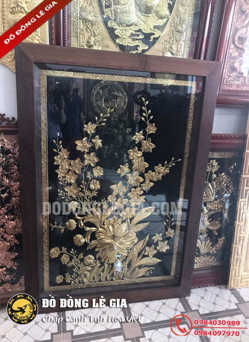 Tranh hoa lan mạ vàng 24k