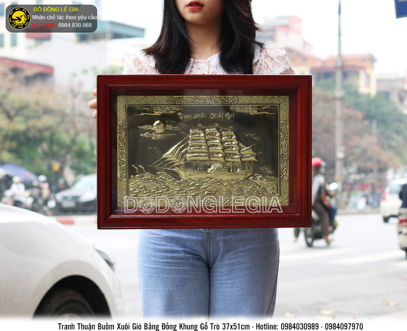Tranh đồng Thuận buồm xuôi gió cỡ nhỏ