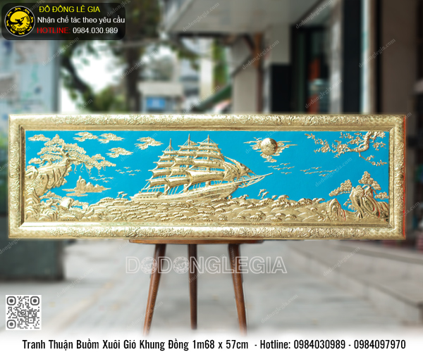 Tranh Thuận Buồm Xuôi Gió khung đồng 1m68 x 57cm