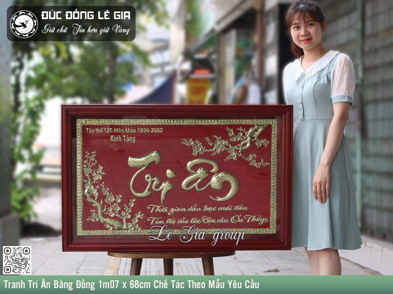 Tranh Tri Ân bằng đồng 1m07 x 68cm