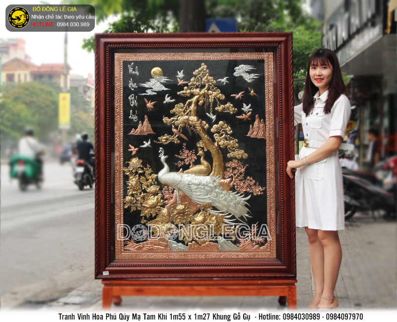 Tranh vinh hoa phú quý mạ tam khí 155cmx127cm