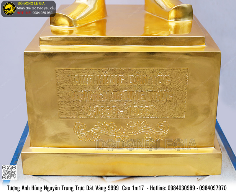 Tượng Đồng Nguyễn Trung Trực Dát Vàng 9999 Cao 1m17