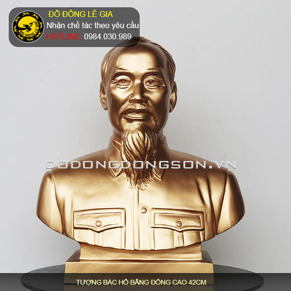Tượng Bác Hồ bằng đồng đỏ cao 42cm