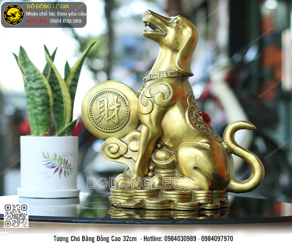 Tượng Chó bằng đồng cao 32cm