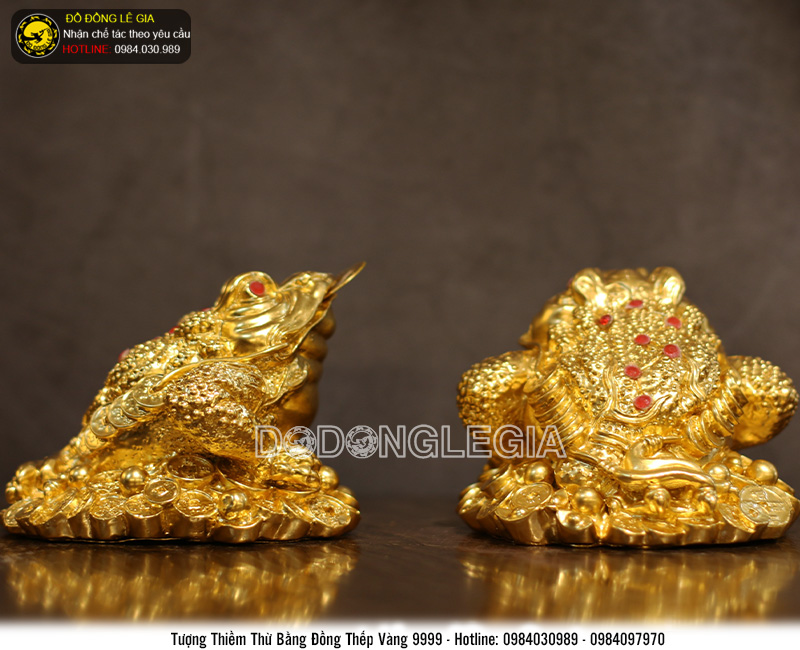 Cụ Cóc thiềm thừ bằng đồng dát vàng 9999