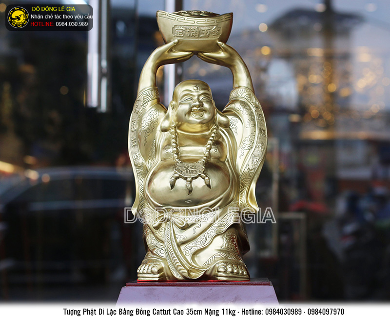 Tượng Phật di lặc đứng bằng đồng cattut cao 35cm