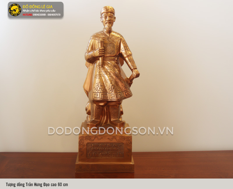 Tượng đồng Trần Hưng Đạo bằng đồng đỏ cao 60 cm