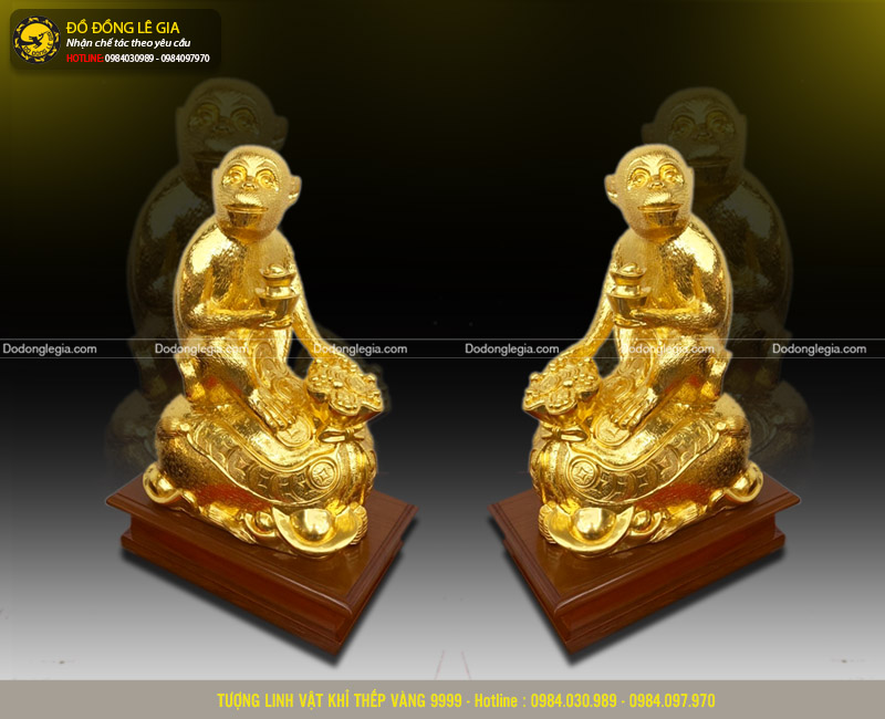 Tượng linh vật khỉ thếp vàng 9999