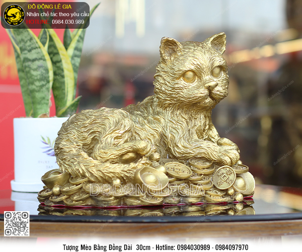 Linh vật mèo bằng đồng 24x30cm