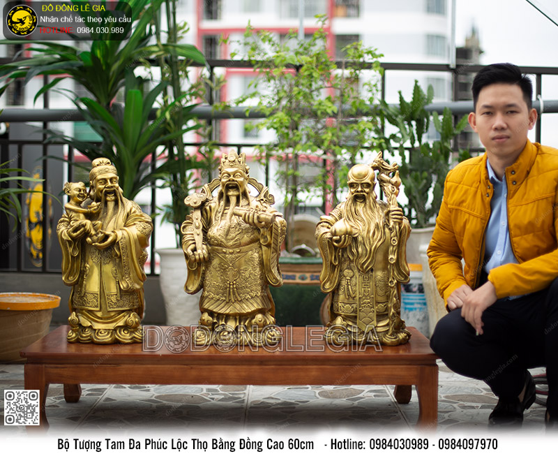 Bộ Tam Đa bằng đồng vàng cao 60cm