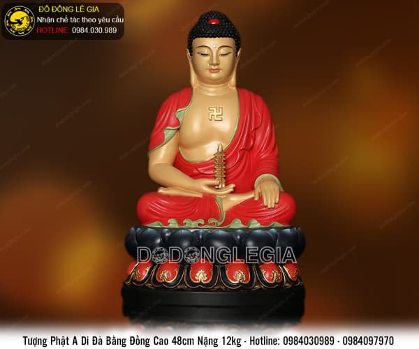 Tượng Phật a di đà bằng đồng cao 48cm hàng cao cấp