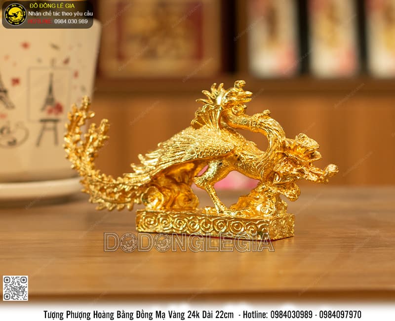 TƯỢNG PHƯỢNG HOÀNG MẠ VÀNG 24K DÀI 22CM