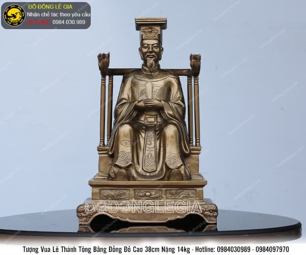 Tượng Vua Lê Thánh Tông bằng đồng đỏ cao 38cm nặng 14kg